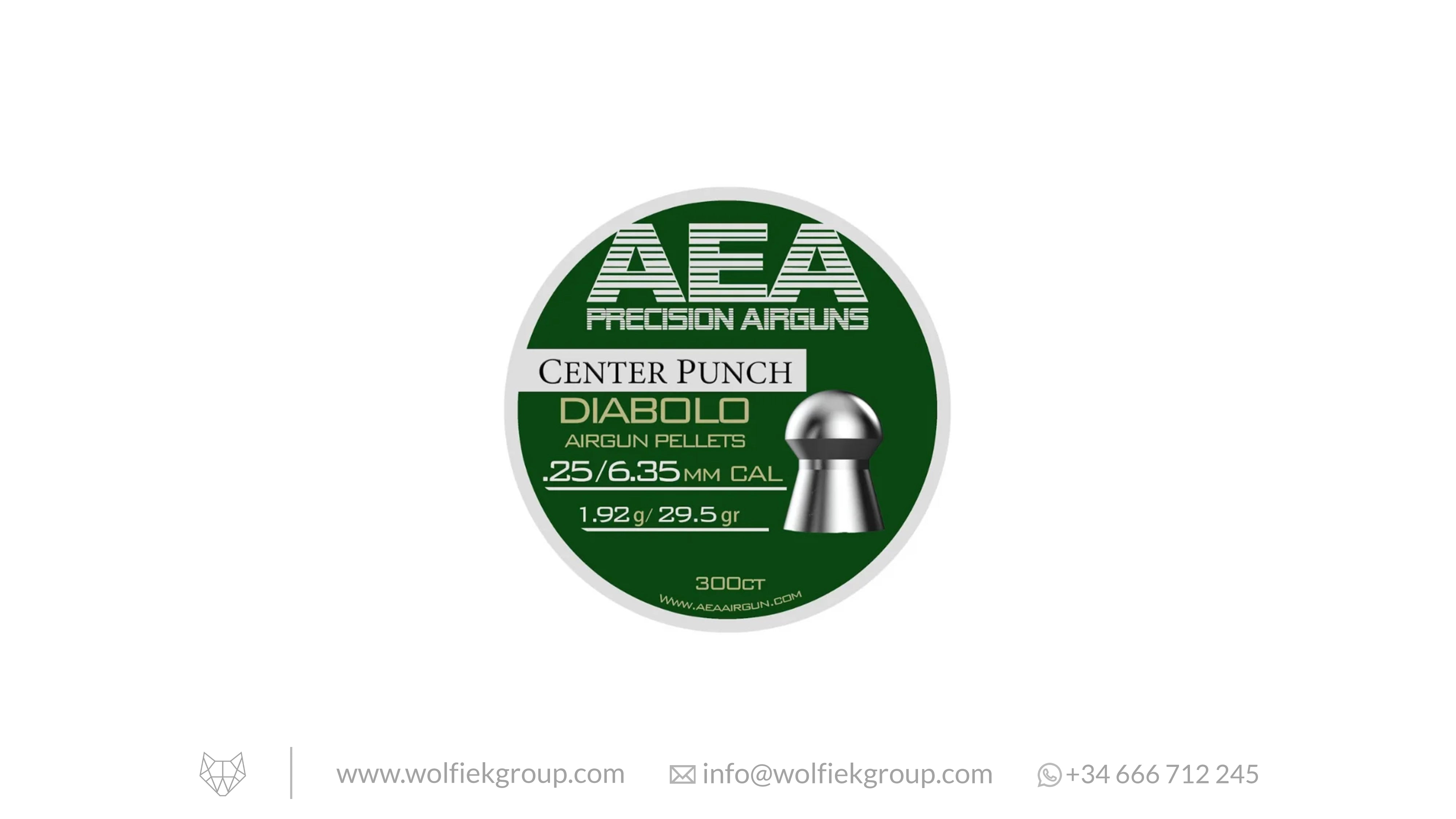 AEA Center Punch Diabolo Pellets - Cal .25 (6.35mm) | 1.92g (29.5gr)