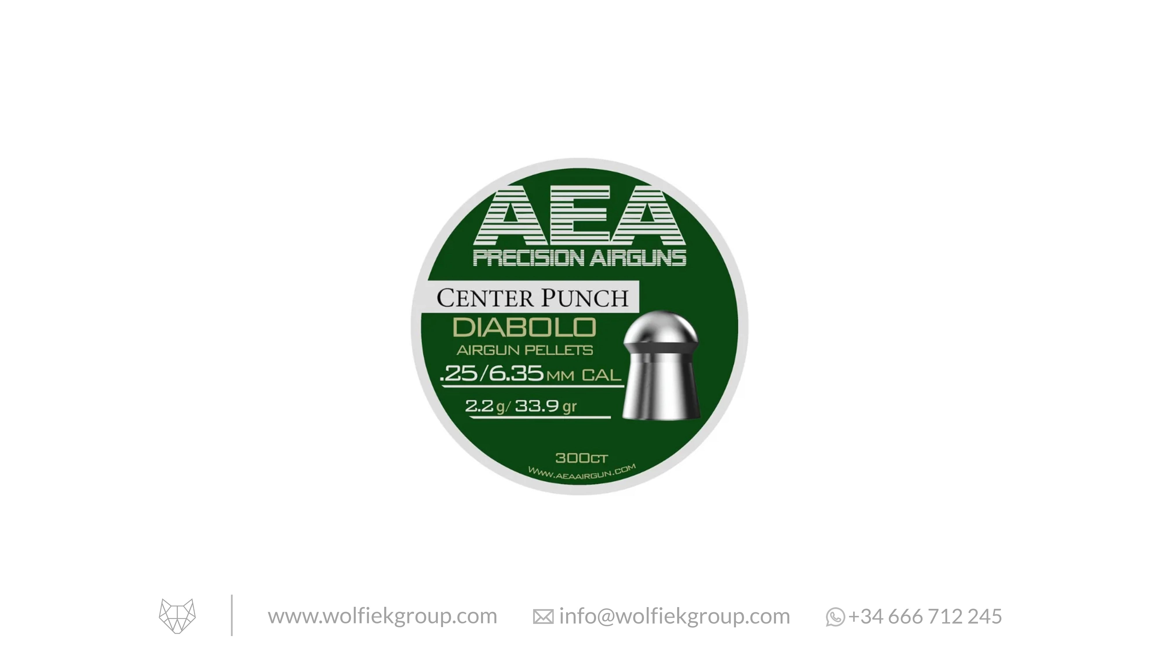 AEA Center Punch Diabolo Pellets - Cal .25 (6.35mm) | 2.2g (33.9gr)