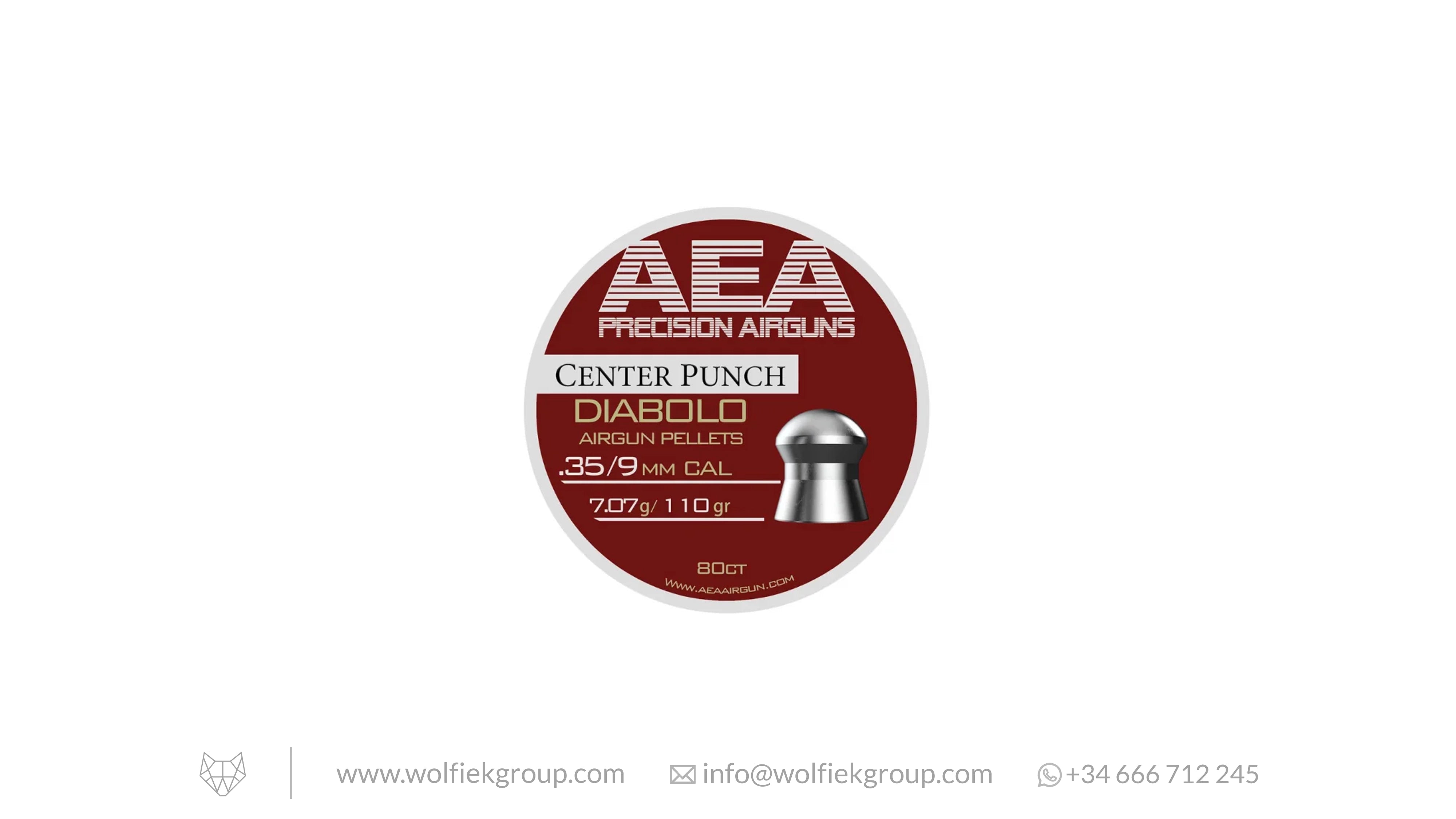 AEA Center Punch Diabolo Pellets - Cal .35 (9mm) | 7.07g (110gr)