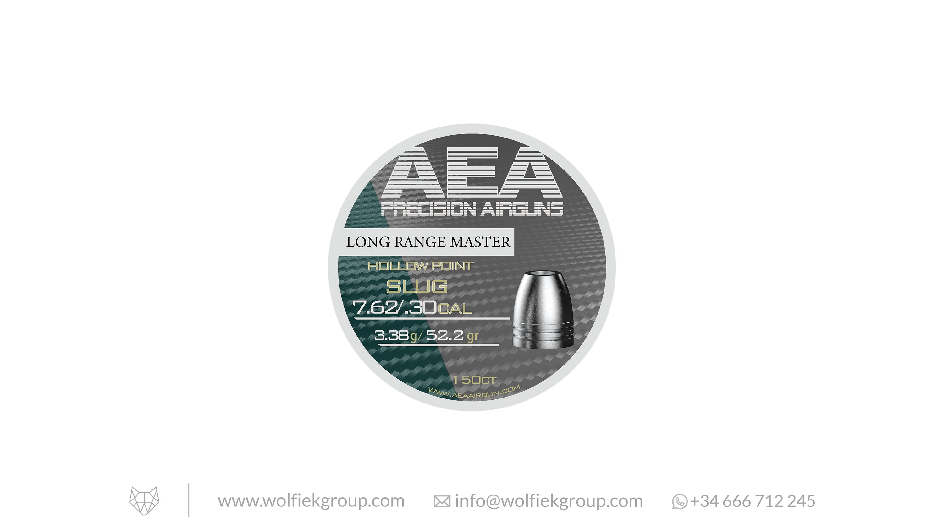 AEA Long Range Master Hollow Point Slugs - Cal .30 (7.62mm) - 3.38g (52.2gr)