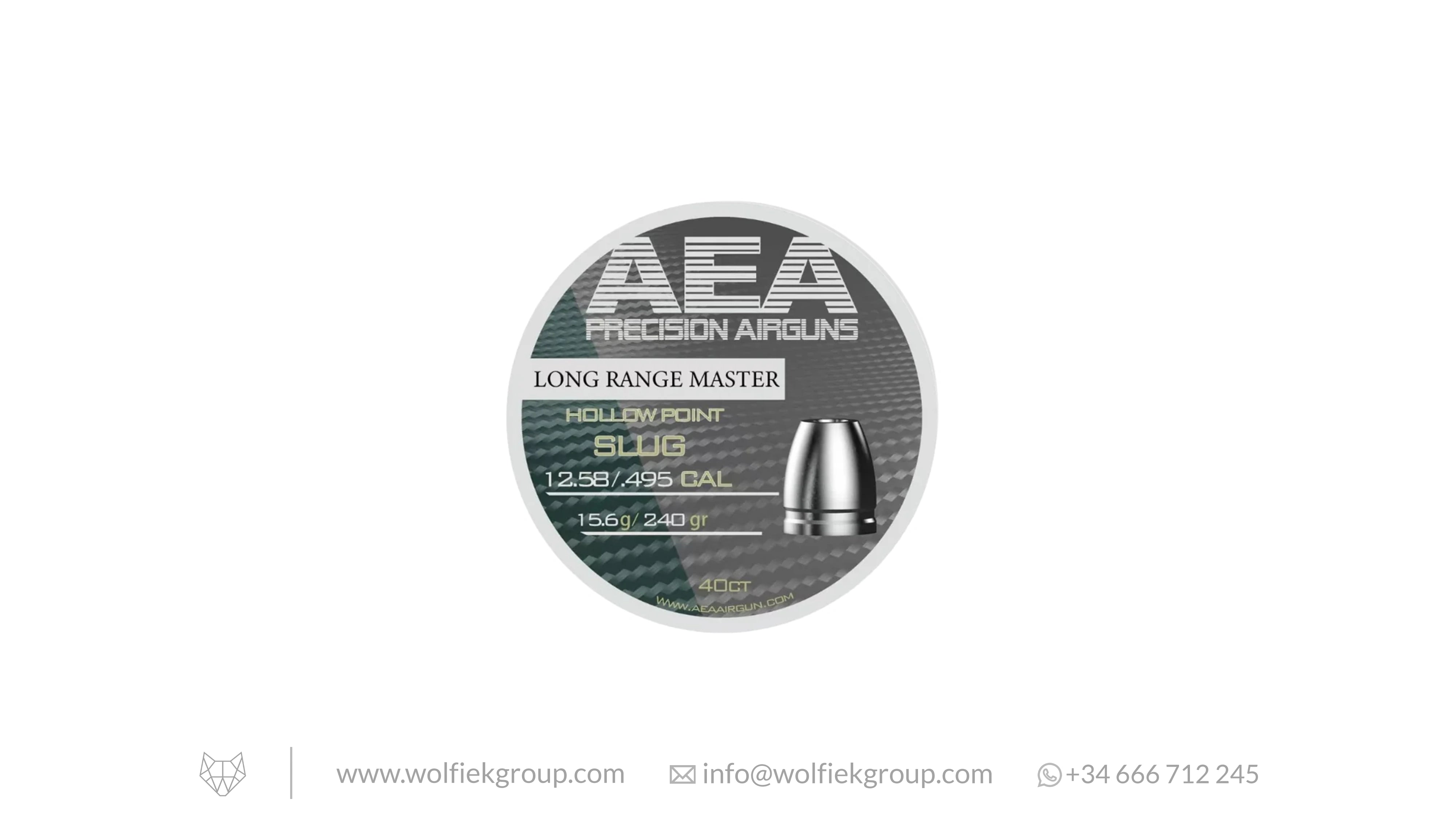 AEA Long Range Master Hollow Point Slugs - Cal .495 (12.58mm) | 15.6g (240gr)
