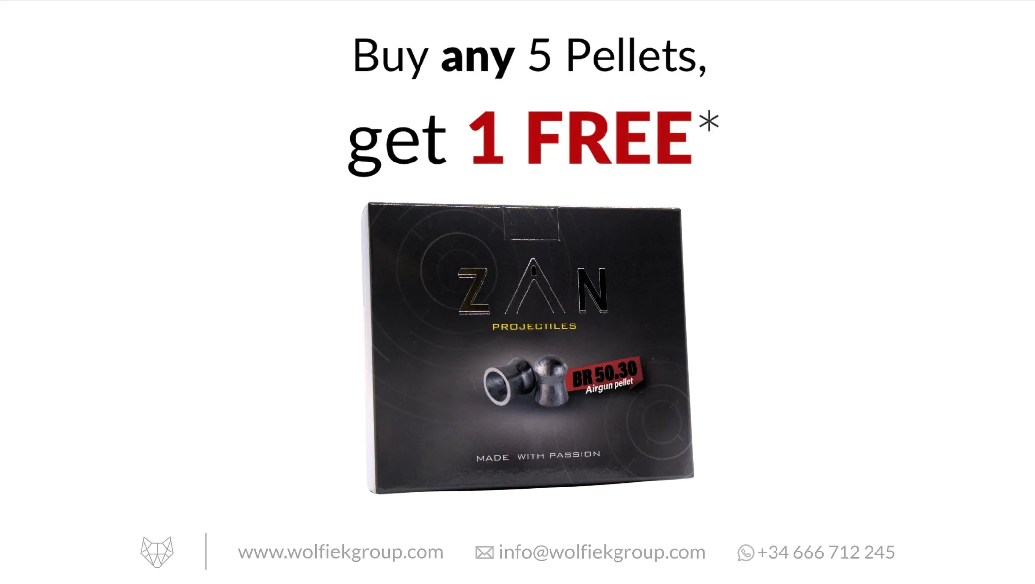 Zan Projectiles BR50 Airgun Pellets - Cal .30 (7.62mm)