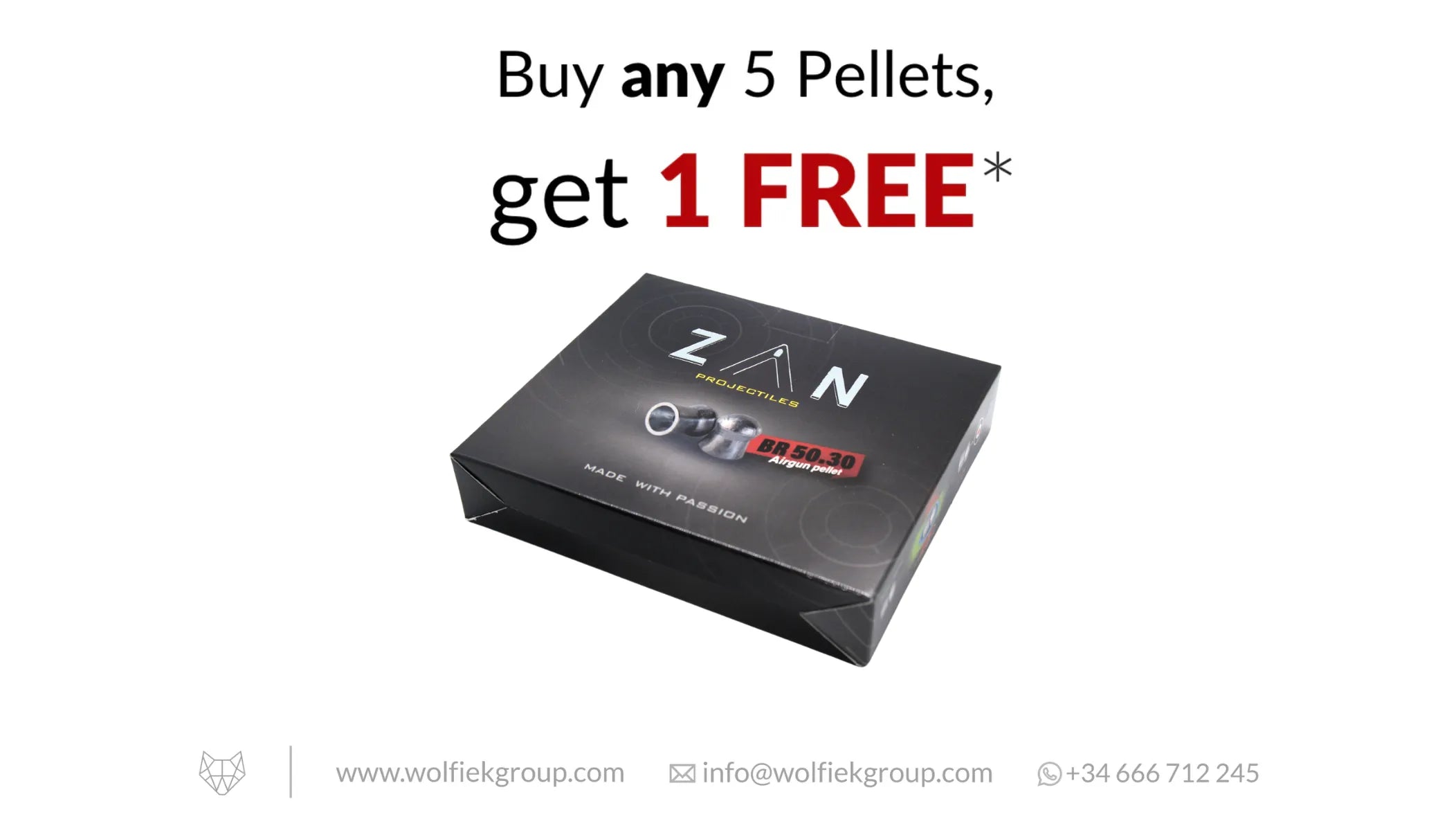 Zan Projectiles BR50 Airgun Pellets - Cal .30 (7.62mm)
