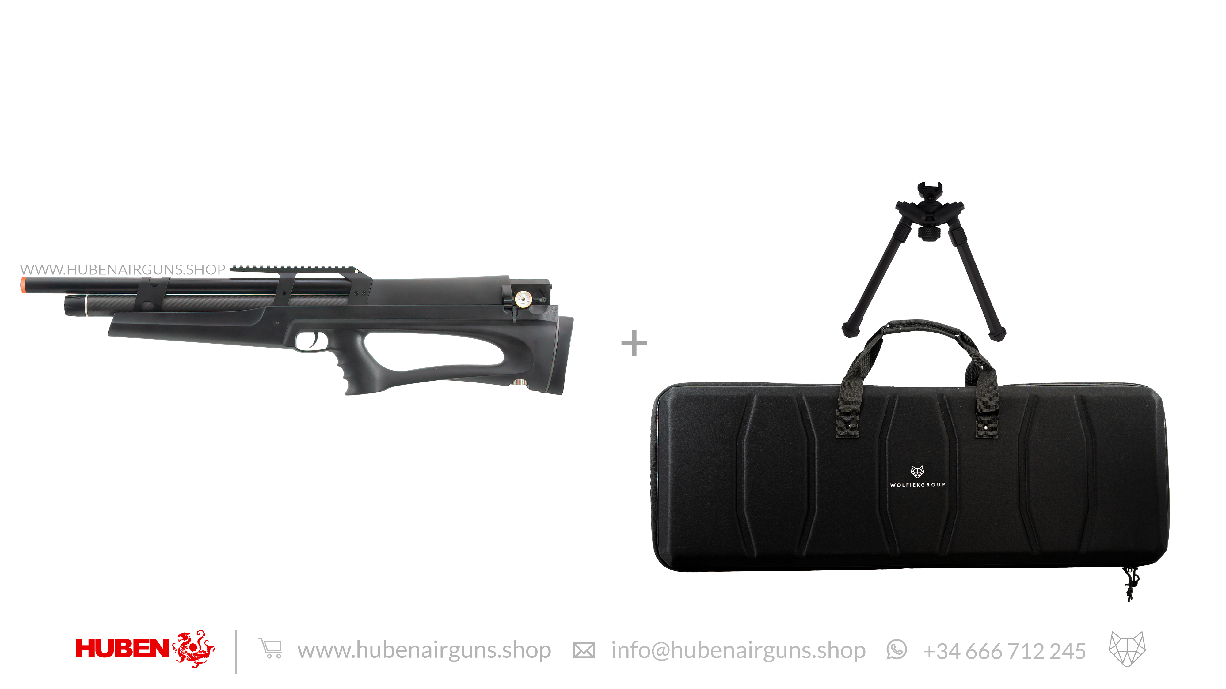 Huben K1 Cal .25 (6.35 mm) with case and bipod